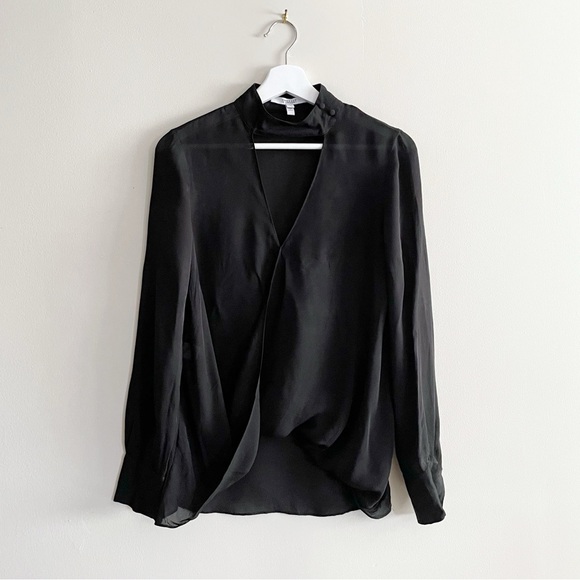 Derek Lam 10 Crosby Silk Choker Blouse Size 4 Black Women’s Designer Top - Picture 4 of 10